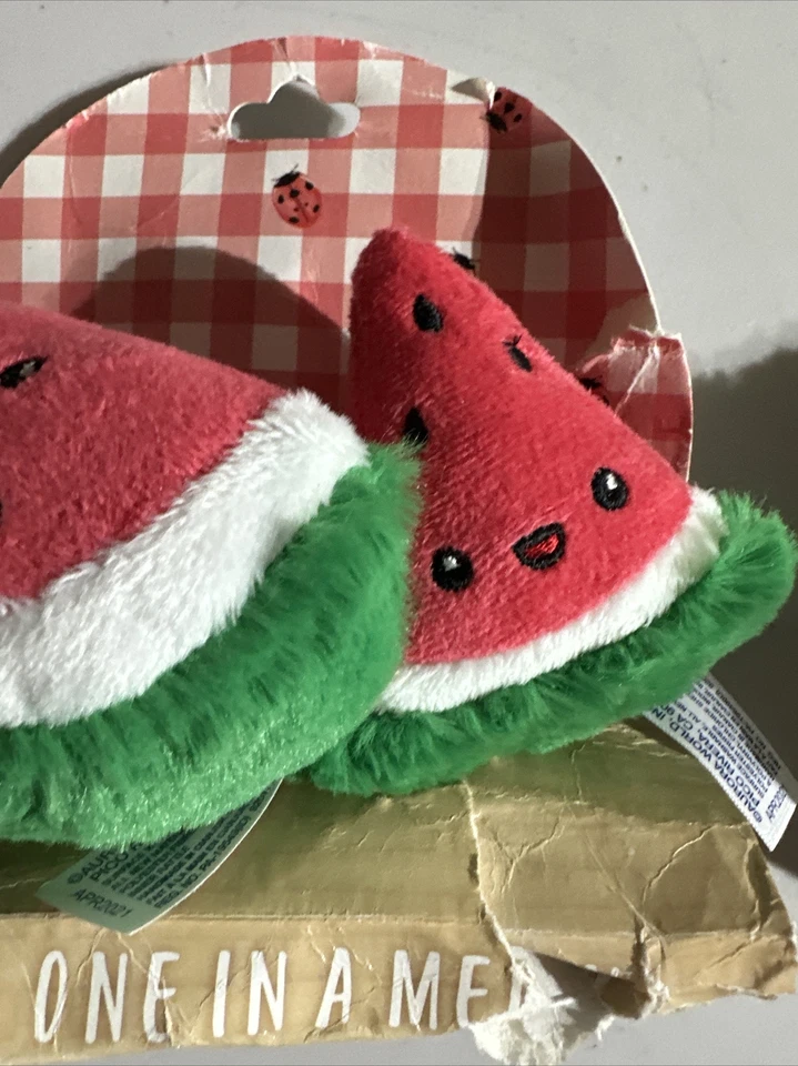 Aurora Baby 2-Piece Plush Shower Gift Watermelon Melon Rattle & Crinkle Set, New - Image 4 of 4