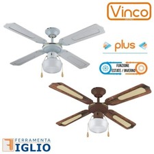 Ventilatore a Soffitto da Parete 4 Pale Ø 107 Lampadario con Luce 55-60W 3 Vel.