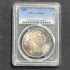 1881 $1 PCGS MS65 Toned Morgan Silver Dollar 90% Constitutional Coin Slab Blue