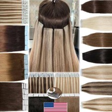Seamless Tape In Remy Russian Human Hair Extensions Skin Wefts Ombre Blonde40pcs