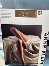 Anne Klein Pantyhose Polished Sheer Nude Queen  1X Control Top Reinforced Toe