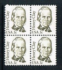 1846  Henry Clay   MNH 1983 Block of 4x.03    Great Americans  Statesman     ..1
