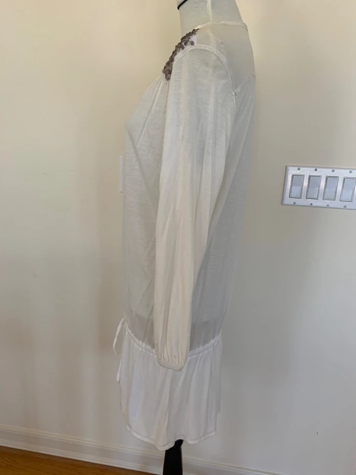 Vestido MAGASCHONI Mujer Junior Blanco Off Lentejuelas Botones Cintura Elástica Talla S Foto 4 de 4