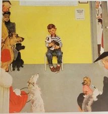 WAITING FOR THE VET Boy in Veterinarian's Office Norman Rockwell SEP Cover Print