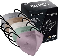 60 Pcs Black KN95 Protective 5 Layer Face Mask BFE 95 Disposable Masks