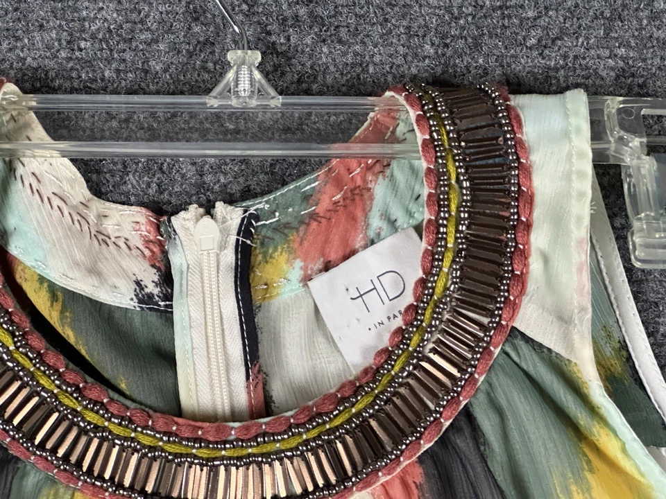 HD in Paris Anthropologie Brush Strokes Jeweled Swing Cocktail Dress  Sz 8 - Image 4 of 4