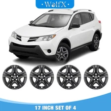 17" Set of 4 Matte Black Wheel Rim Cover Hubcaps Sets Fits 2013-2018 Toyota RAV4