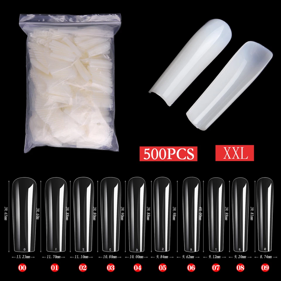 500 un./bolsa Cubierta Completa XXL Largo Ataúd de Ballet Forma Cuadrada Puntas Falsas Arte en Uñas Foto 2 de 4