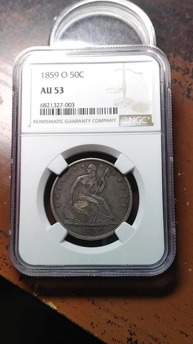 1859 O Liberty Seated Silver Half Dollar 50C NGC AU53                       4993