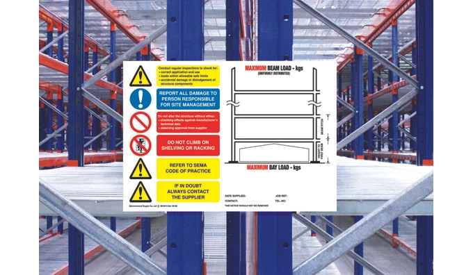 PREMIER STORAGE Weight Load Notices - Pallet Racking (BLS6)