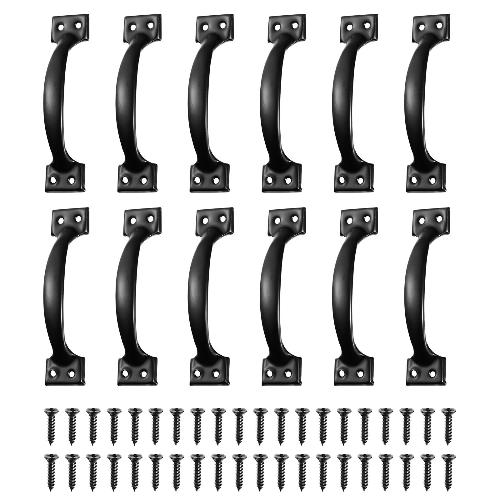 DOITOOL Pulls Gate Handles: 6 Inch Metal Gate Pulls Black Gate Handles for Dr...
