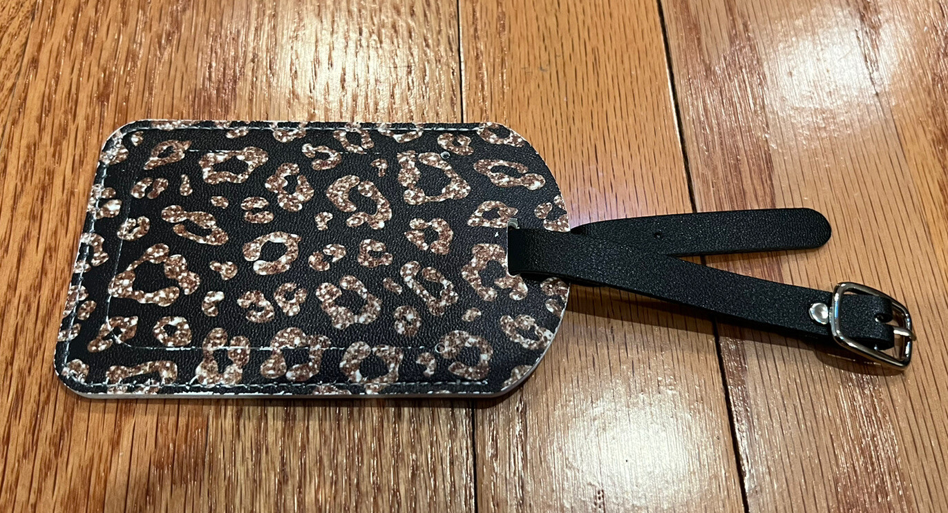 Leopard Print Luggage Tags with Custom Name ID Labels  -image