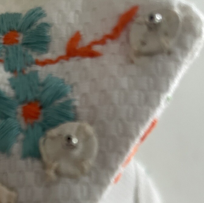 1960’s White Cotton Maxi Dress Tailor Made NYC , Embr… Gem