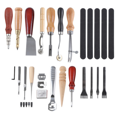 Leather Craft Tools Punch Kit Set Stitching Carving Sewing Working Skiving Knife