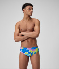 New Speedo Men's Printed One Brief Geo Dome-Lemon Drizzle 38" 800394117