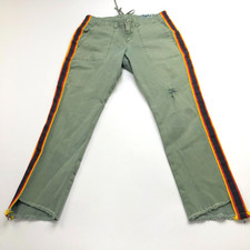 Pam & Gela Side Panel 26 (Fits 28W 25L) Mid Rise Raw Hem Cut Off Denim Jeans HRJ