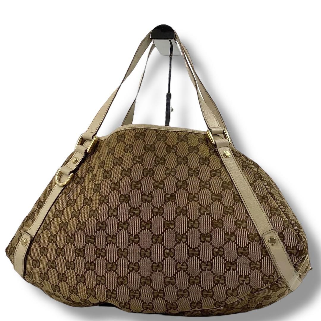 Authentic Gucci GG Canvas Tote Bag in Beige G06253610