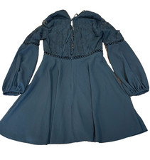 Whimsigoth witchy little black dress lace detail open back womens' sz small sz 4