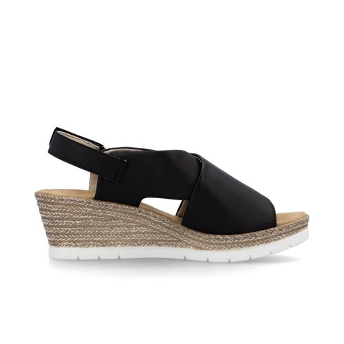 Rieker 61975-00 sandali donna neri con zeppa - Foto 2 di 4