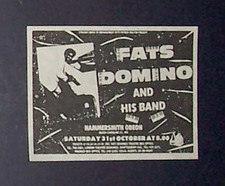 Fats Domino Hammersmith Odeon London 1981 Mini Poster Type Concert Ad, Advert