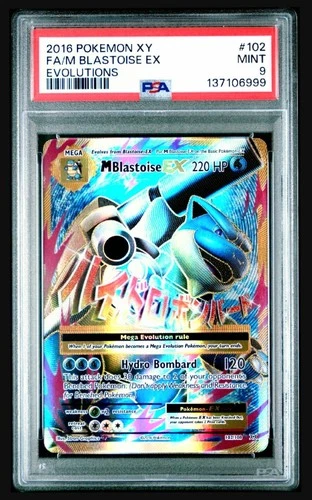 2016 POKEMON XY EVOLUTIONSFULL ART/M BLASTOISE EX 102 PSA 9