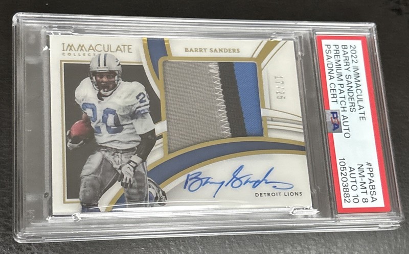 2022 PANINI IMMACULATE BARRY SANDERS SSP PATCH AUTO /25 🔥 LEGENDARY! POP 1