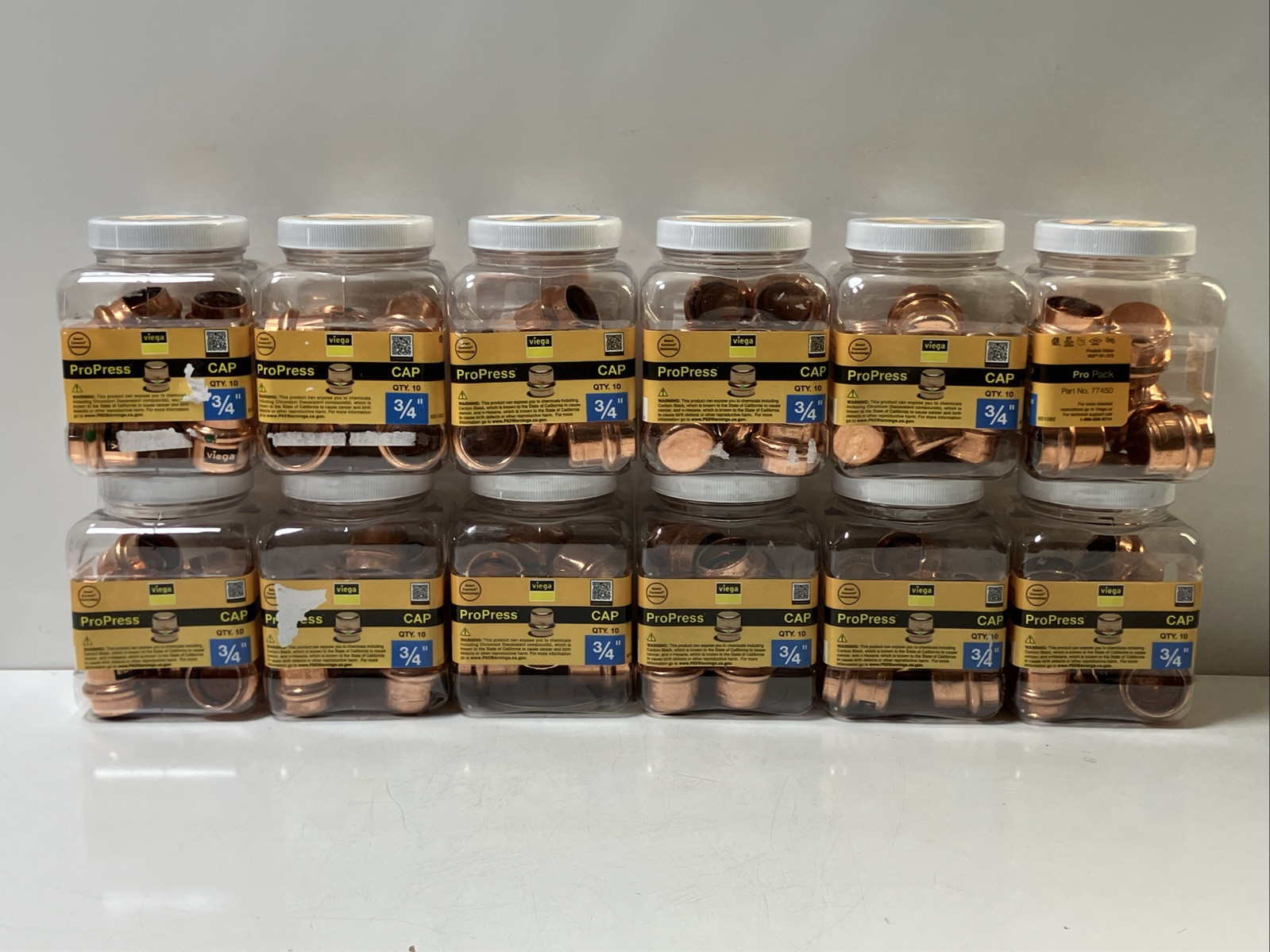 Lot Of (12) Viega ProPress 3/4" Press Copper Cap Fitting 10pk - 120 Total