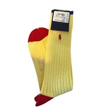 Vintage Polo Ralph Lauren Colorblock Socks Yellow Red Blue Made in Japan NOS