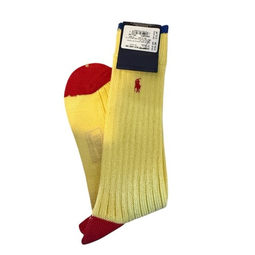 Vintage Polo Ralph Lauren Colorblock Socks Yellow Red Blue Made in Japan NOS