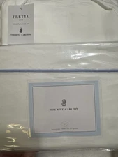 Gorgeous Frette King Duvet And Shams, White With Blue Embroidery New, Org $730