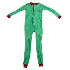 Lazy One Pajama One Piece Size 8 Kids Green Red Trap Door Union Suit