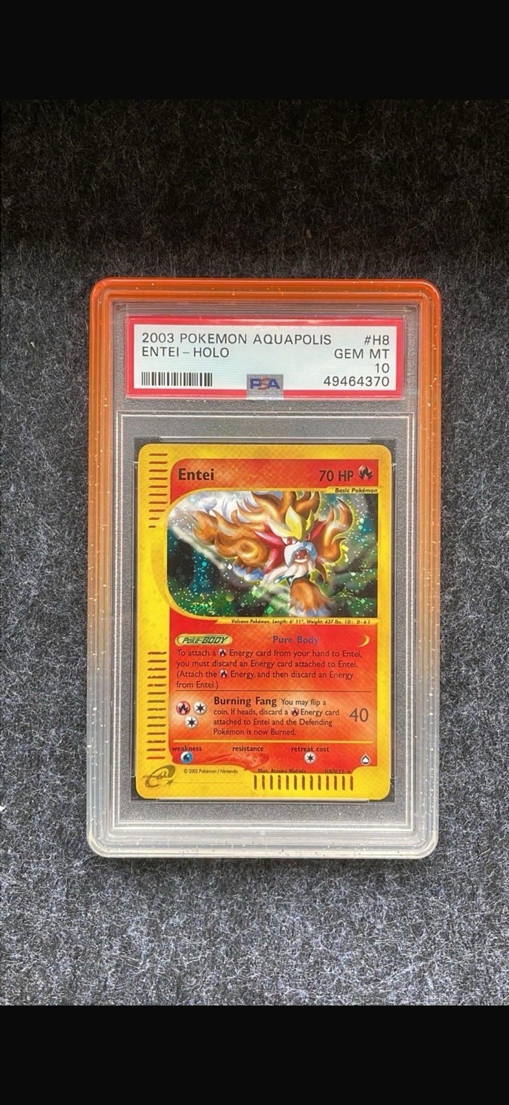 Pokemon Entei Aquapolis Holo Rare #H8 PSA 10 Gem Mint Low Pop 79