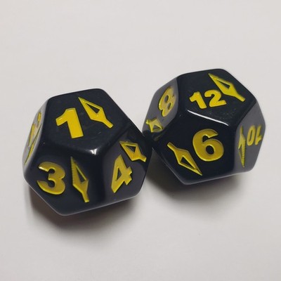 2x Spear Spindown Large d12s Compatible as Attack Dice for Flesh and Blood TCG