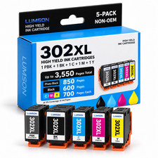 302XL 5PK Ink Cartridges BK/PBK/C/Y/M Compatible for XP-6100 XP-6000