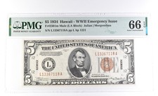 1934 $5 Hawaii WWII Emergency Issue Fr#2301m Mule Gem Unc 66 EPQ PMG *0943