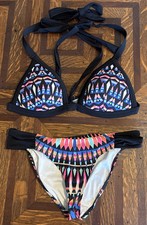 Victoria  s Secret PINK Geo Print Wrap Bikini Top Size Medium Bottom Size Small