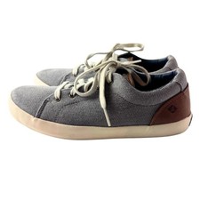 Sperry Top-Sider Denim Blue/Gray Brown Shoes Canvas Boat Sneaker - Youth Size 4M