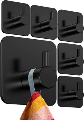 4Smile Handtuchhalter Ohne Bohren, 6Er Set, Schwarz - Badezimmer Handtuchhalter