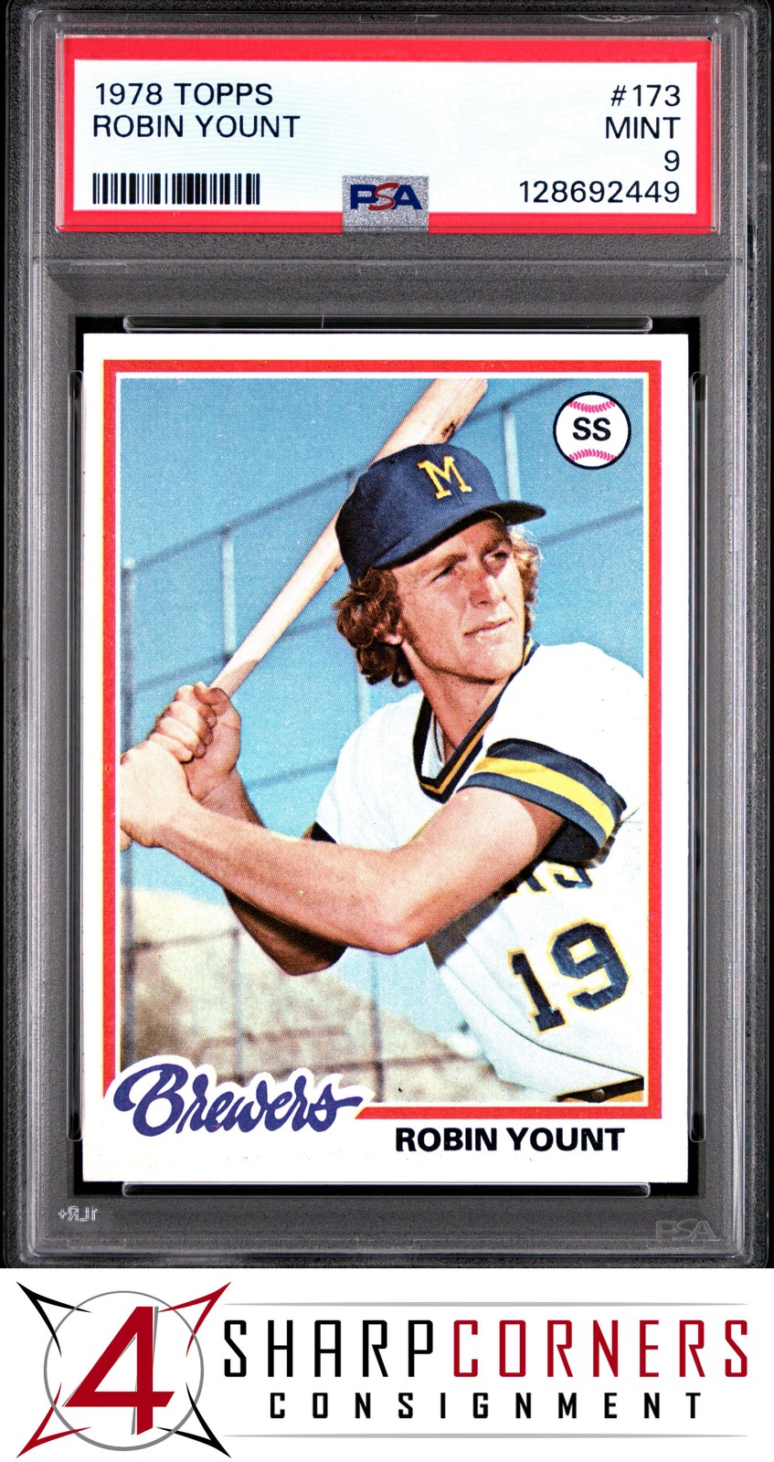 1978 TOPPS #173 ROBIN YOUNT BREWERS HOF PSA 9