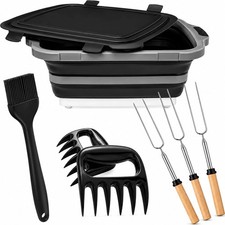 BBQ Prep Tub with Cutting Board, Collapsible Food Prep Container Set 16L