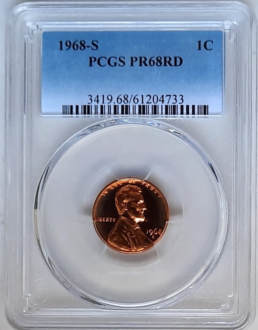 PCGS Certified PR 68 Graded 1968 Lincoln Memorial Small Cents