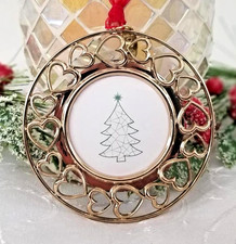 Photo Ornament Christmas Gold Hearts Picture Frame Wedding Engagement Photo gift