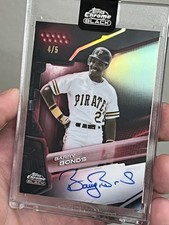 2026 Topps Chrome Black #CBA-BB Barry Bonds ON CARD Auto Red 4 /5  Pirates