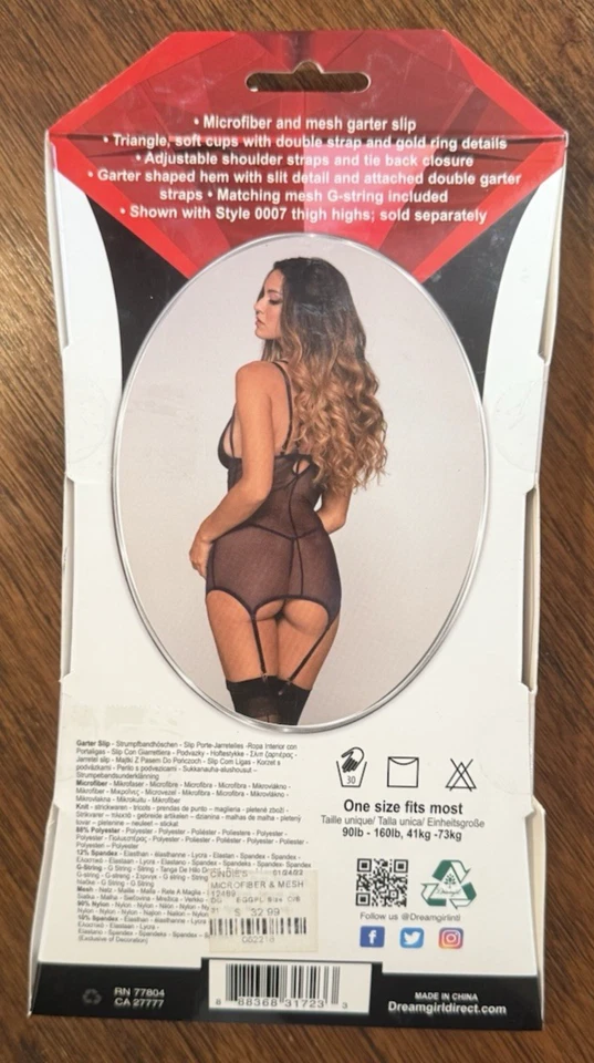 Liguero Dreamgirl de microfibra y malla con detalle de anillo dorado 12489 - berenjena - sistema operativo Foto 4 de 4