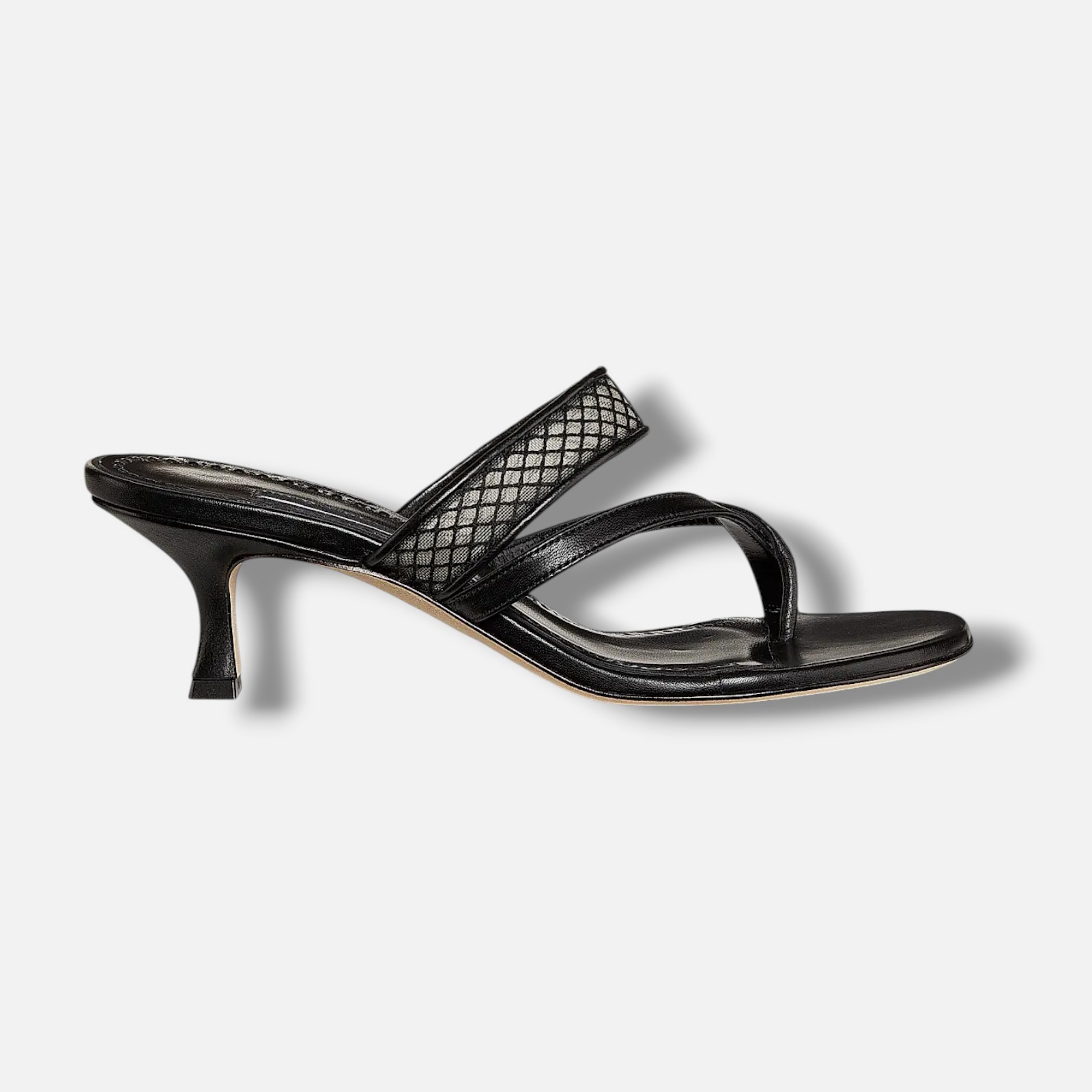Manolo Blahnik Women's Black Sulna Nappa Leather Sandals Size 39.5