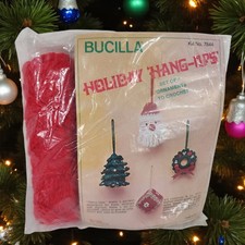 Bucilla Christmas Needlecraft Kit 7844 Jeweled Holiday 4 Ornaments Vintage Santa