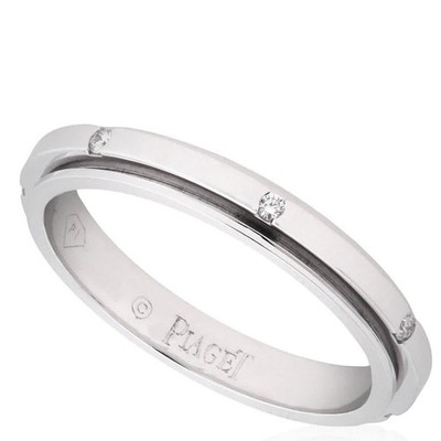 Piaget Possession 18k White Gold .06 CT  Diamond Ring, Size 50