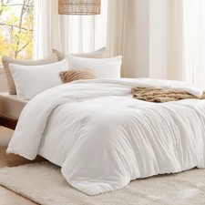 Bedsure Comforter Set Cotton Like Clover - 82" x 86" - Full Size - White - NOB
