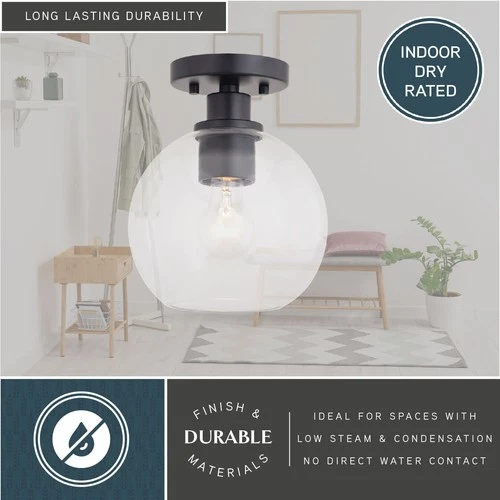 Vaxcel Lighting C0304 Marshall 8"W Semi-Flush Globe Ceiling - Black - Picture 9 of 12