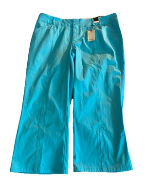 Lane Bryant Venezia Ladies Crop Pants 25  Suze 20 Turquoise NWT